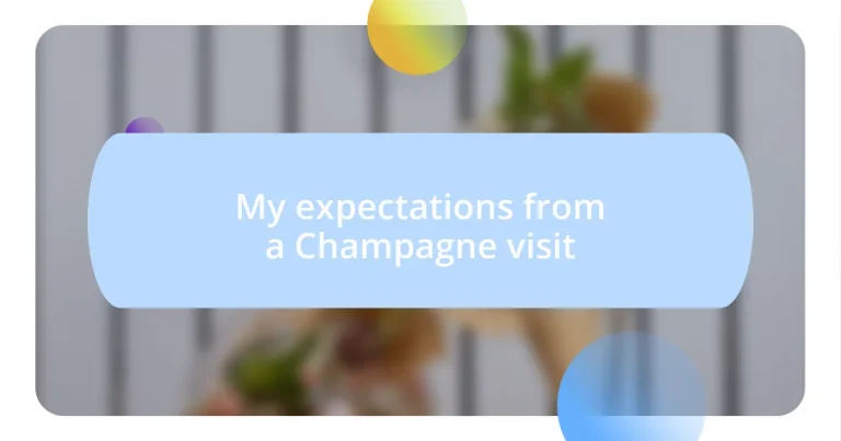 My expectations from a Champagne visit